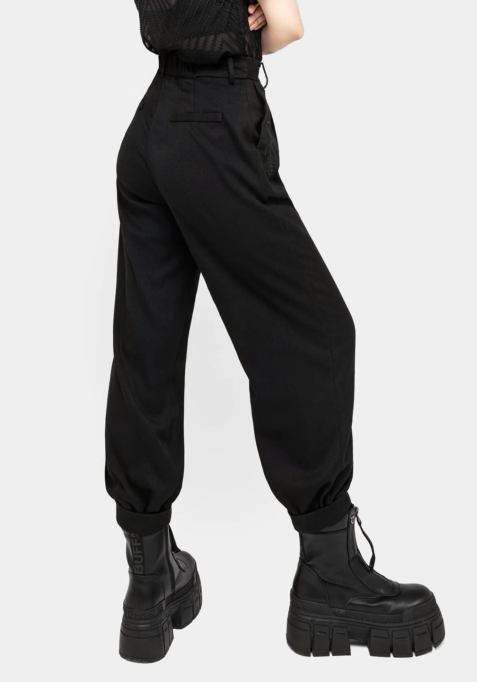 Dianne Embroidered Balloon Trousers - Black Soft Combo