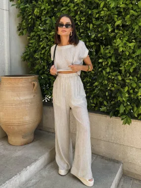 Waterfront Stripe Wide Leg Pants - Final Sale Gentle Fit Gentle Stretch Waistband