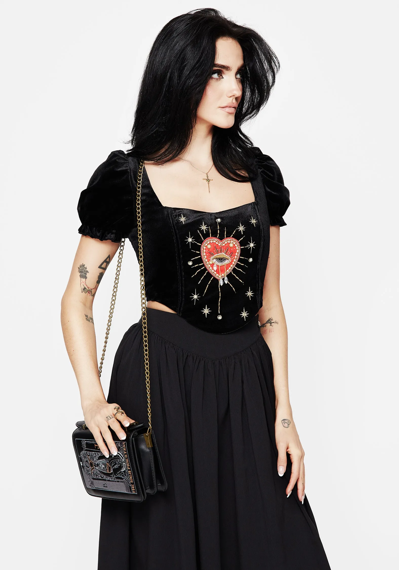 Temperature Control Technology UltraSoftInterior Ingrid Embroidered Applique Corset Top