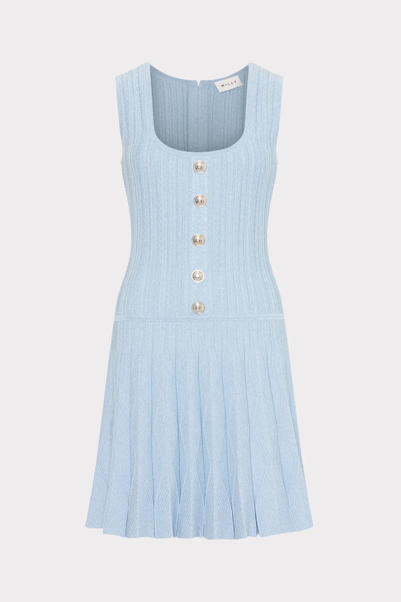 Wave Godet Flare Knit Mini Dress Hidden Pocket Design