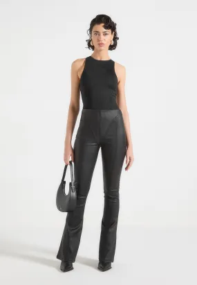 Wax Effect Fit and Flare Leggings - Black Total Ease