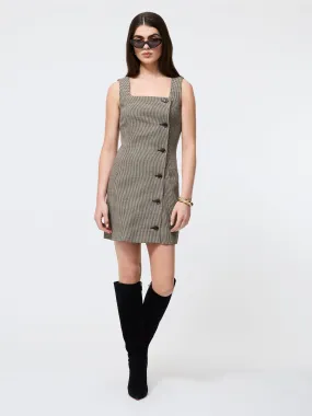 Houndstooth Wool Mini Dress Gentle Stitch Earthy Hue