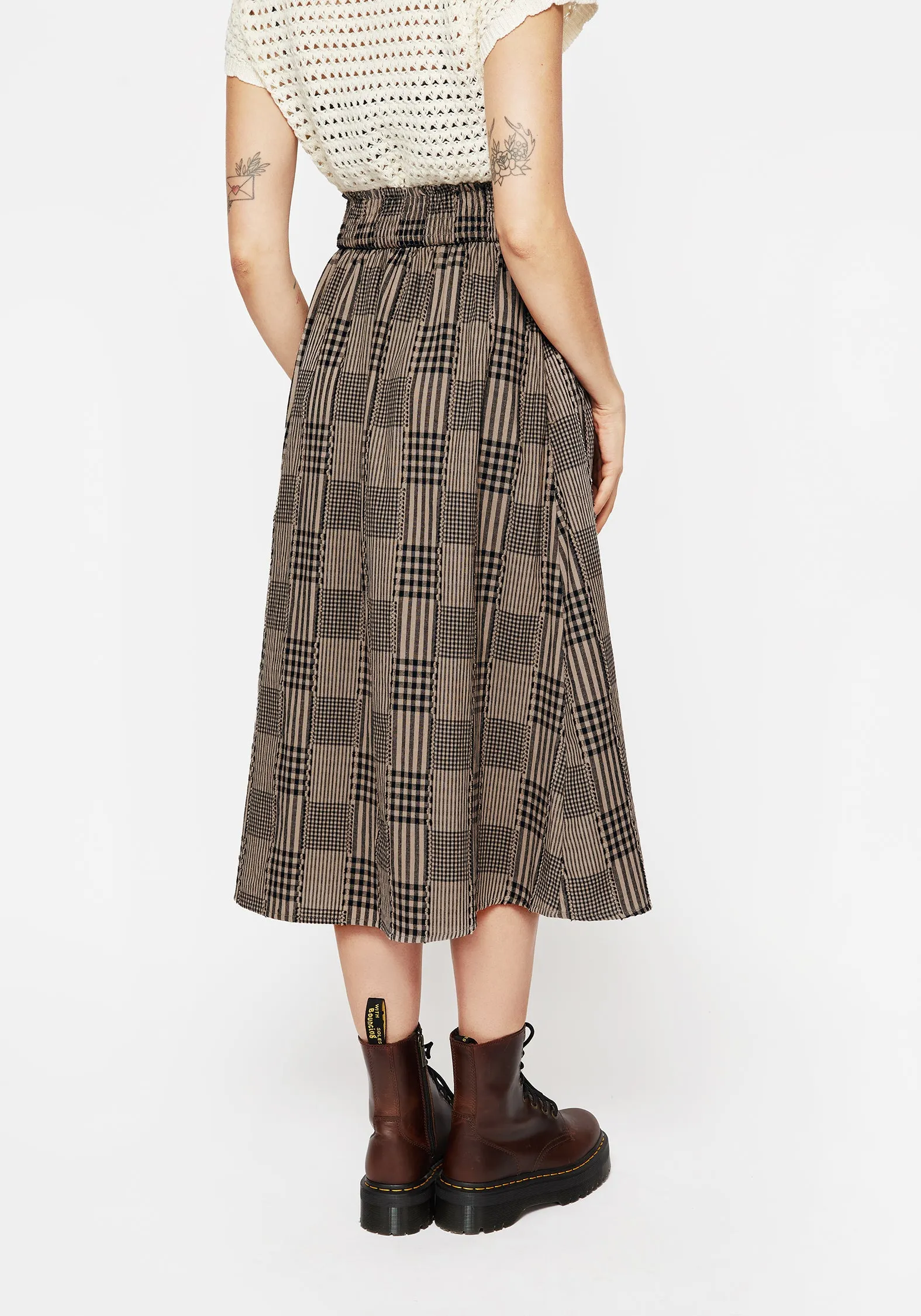 Mabel Check Midi Skirt Water resistant coating