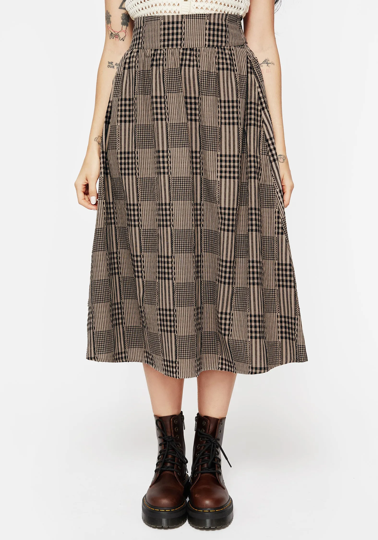 light feel Mabel Check Midi Skirt