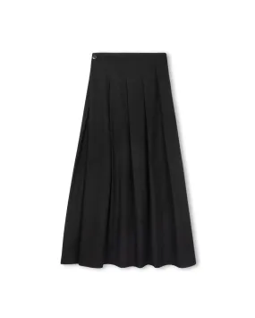 Oversized Wool Pleat Skirt Smooth Edging