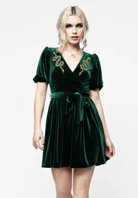 Zarina Embroidered Mini Wrap Dress Subtle Glam London Cool