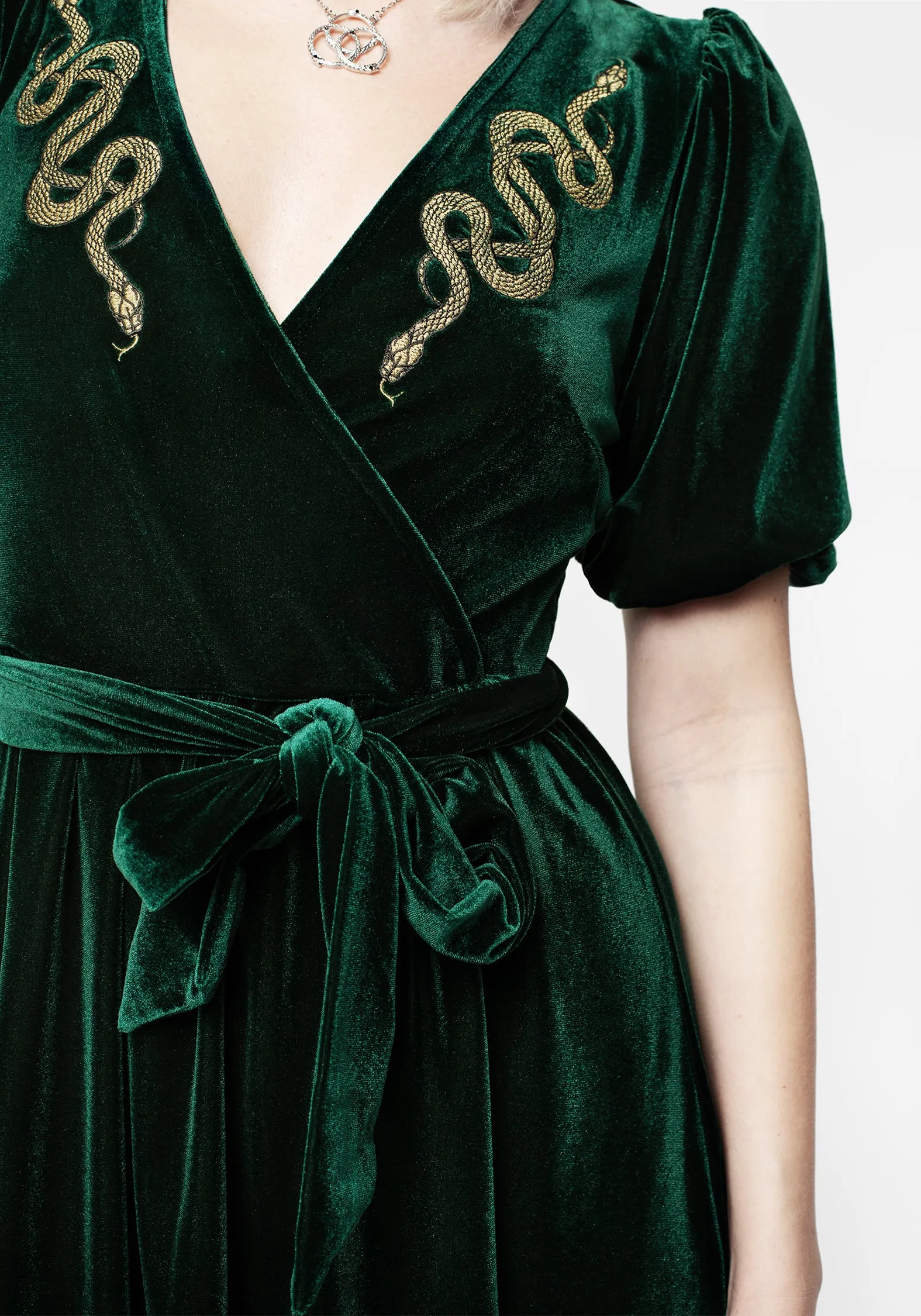 Zarina Embroidered Mini Wrap Dress Flare Hem Dreamy Layers