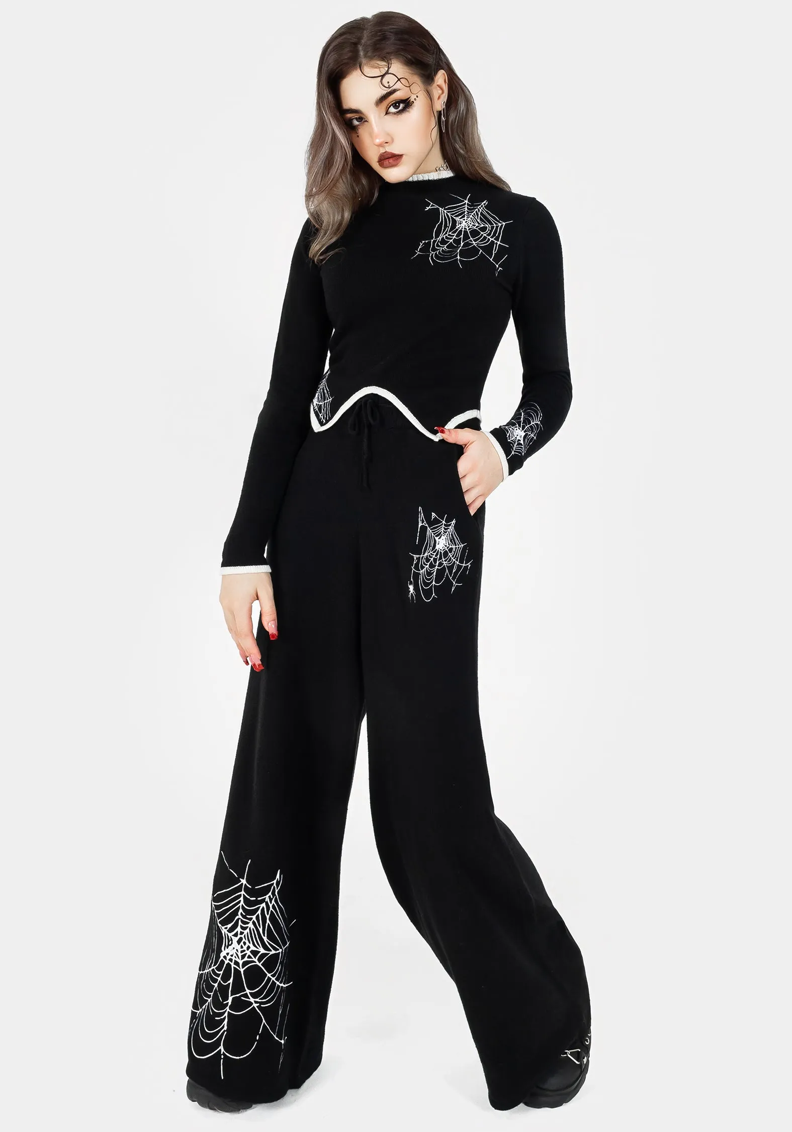 Araneae Embroidered Long Sleeve Knit Jumper Cold Mornings
