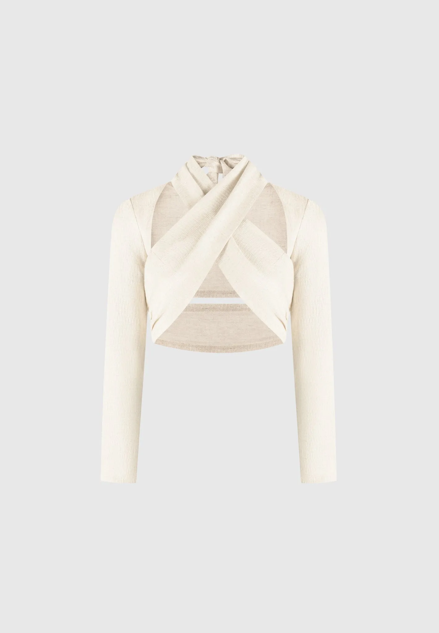 Easy Comfort Modern Style Wendy - Linen Crossover Bolero Top - Natural