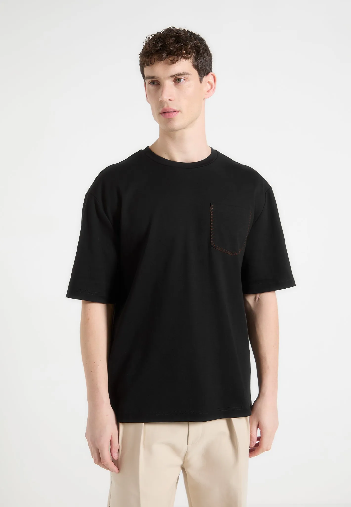 Durable Quality Whipstitch Pocket T-Shirt - Black