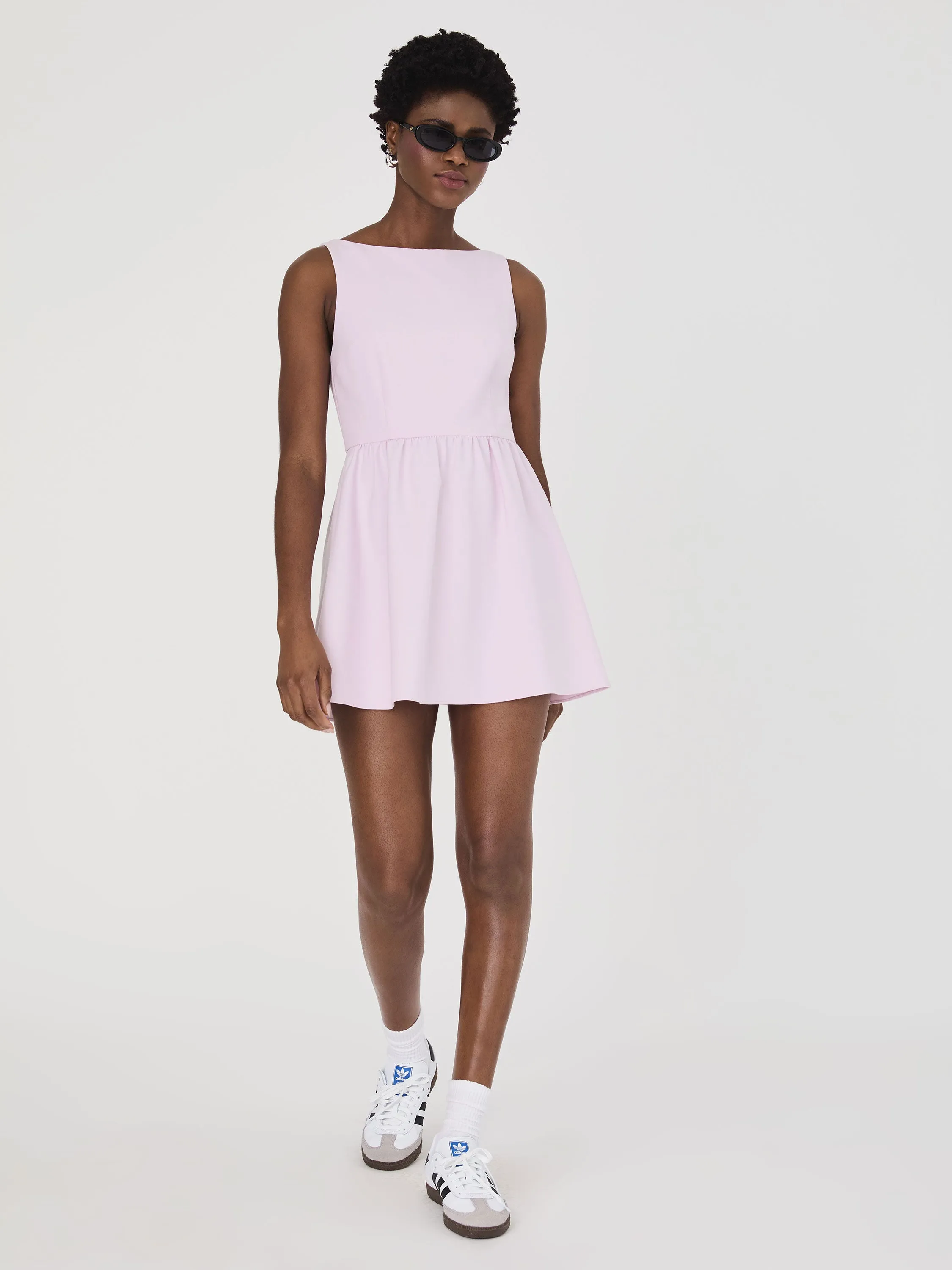 Soft and Chic Calm Grace Whisper Boat Neck Mini Dress