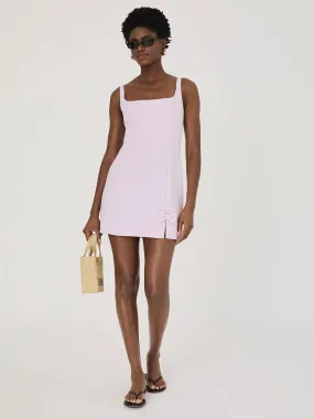 Subtle Stitch Whisper Bow Slit Strappy Mini Dress