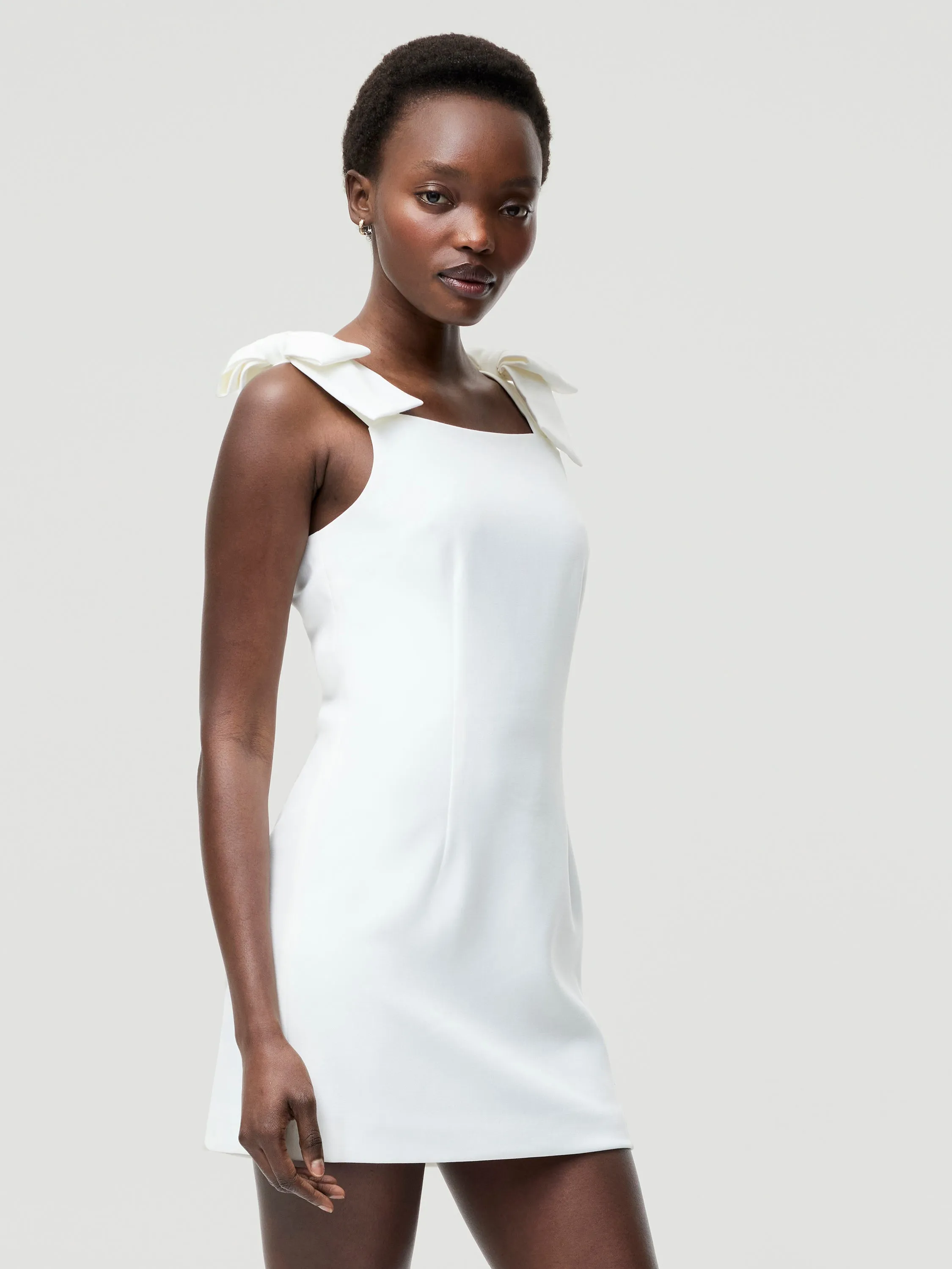 Whisper Bow Strap Mini Dress Layered Form