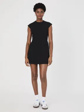 Whisper Mock Neck Mini Dress Crisp Texture Romantic Mood