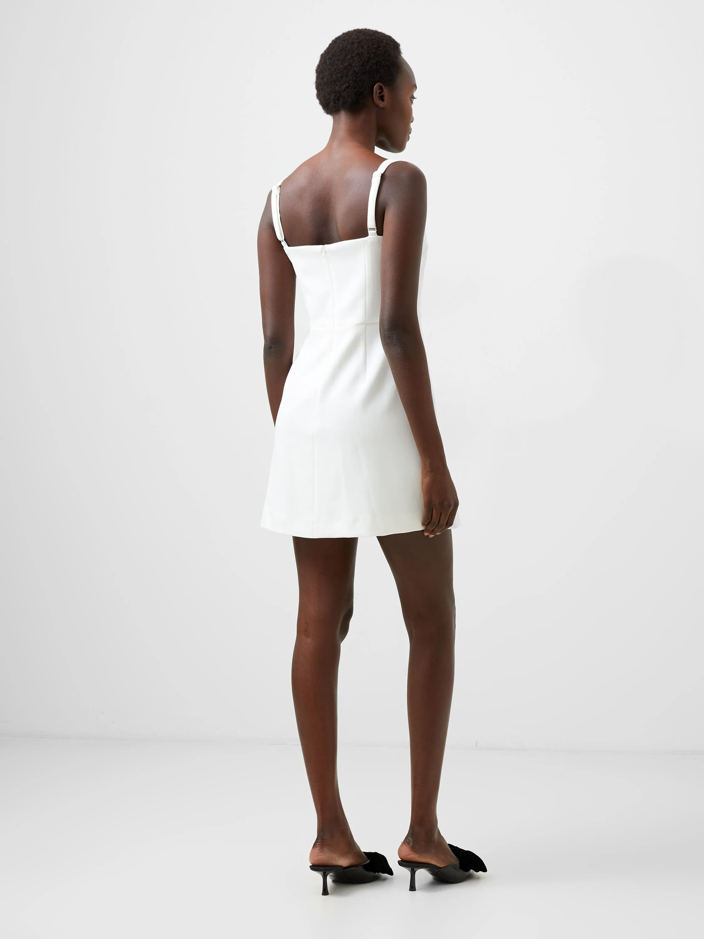 Crisp Texture Whisper Square Neck Strappy Dress