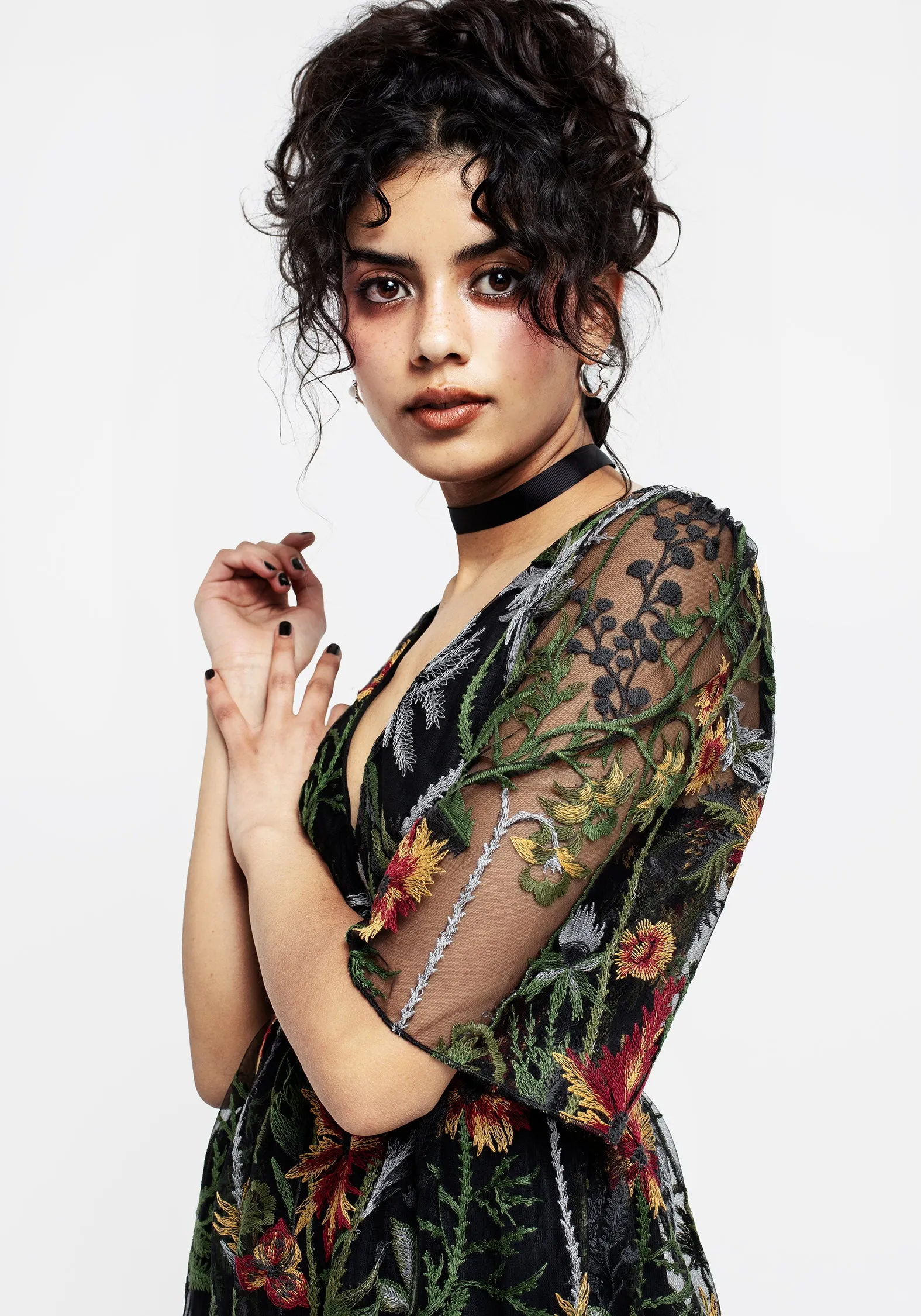 Wildflower Embroidered Mesh Mini Dress Contemporary Wear