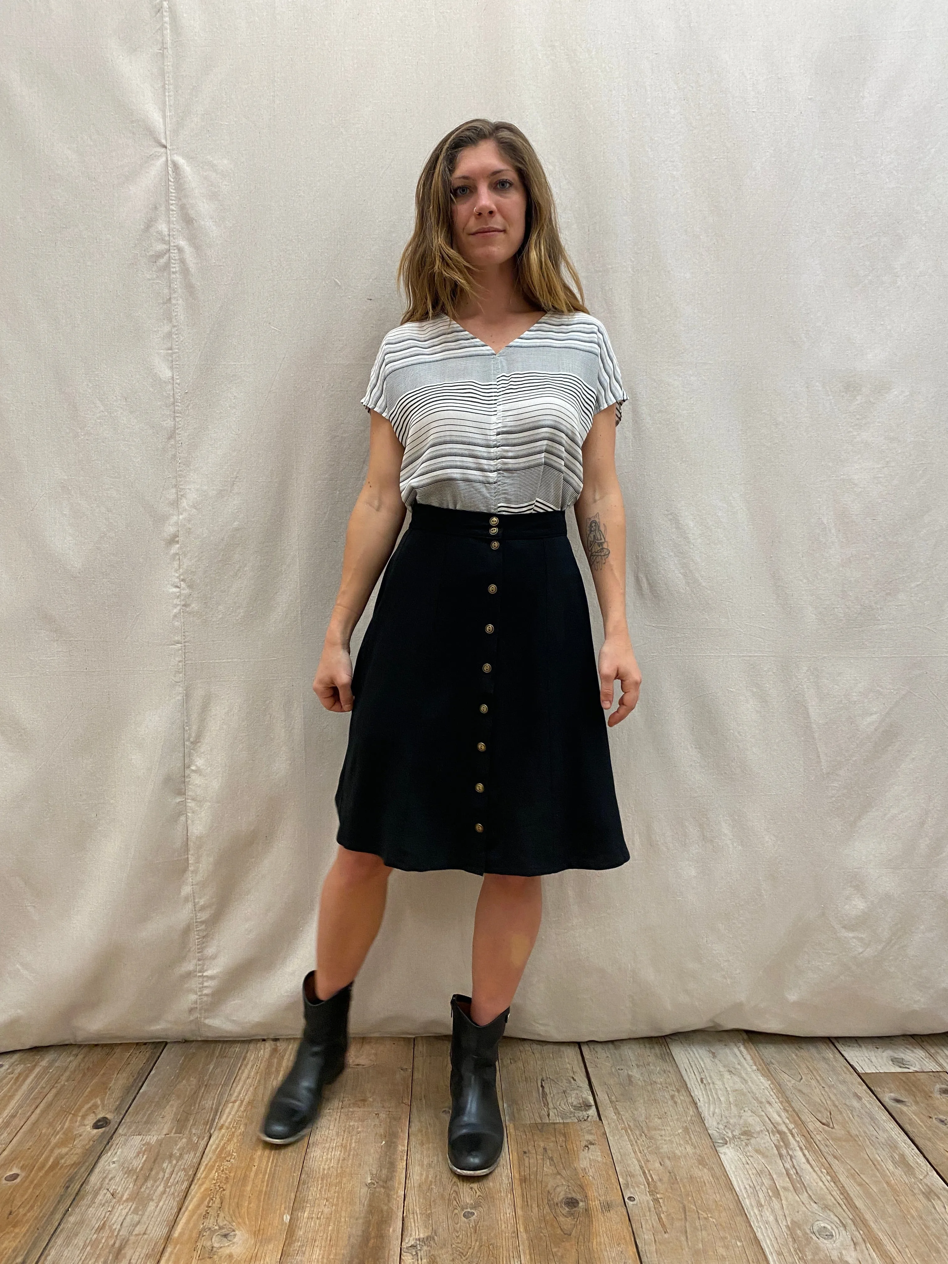 Winter Wearable Dolman Top in Heathered Stripe