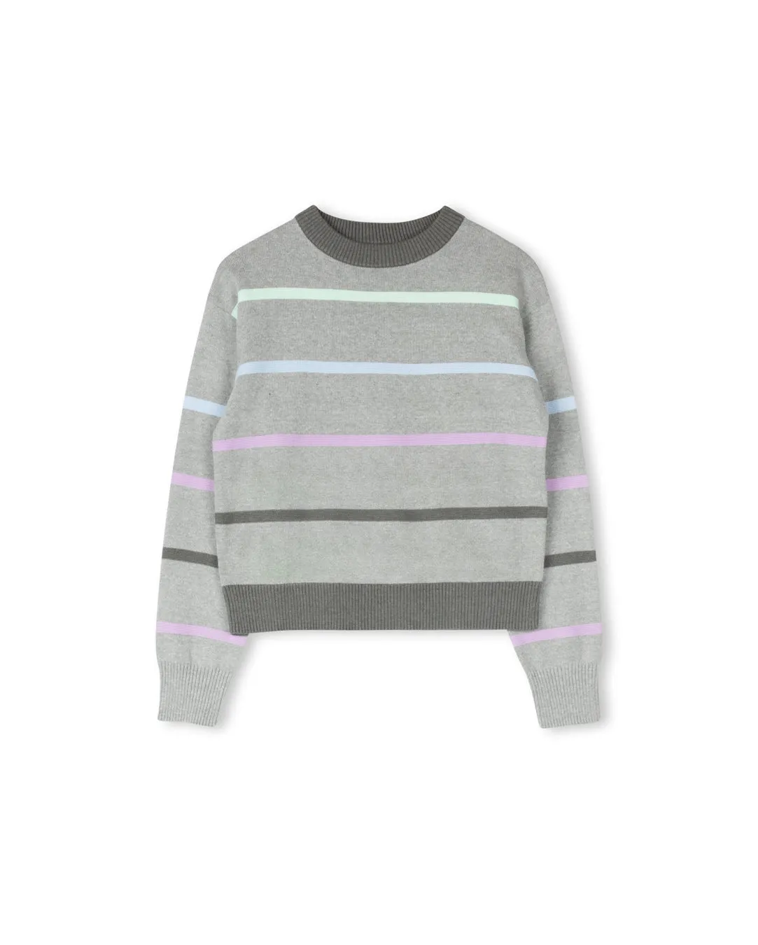 Ventilated Underarm Multi Color Stripe Crew Neck