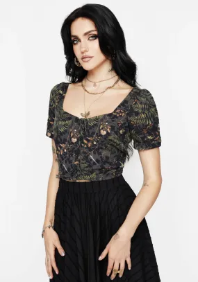 SnagResistant Fabric Versatile Wear Wither Fern Print Button Up Top