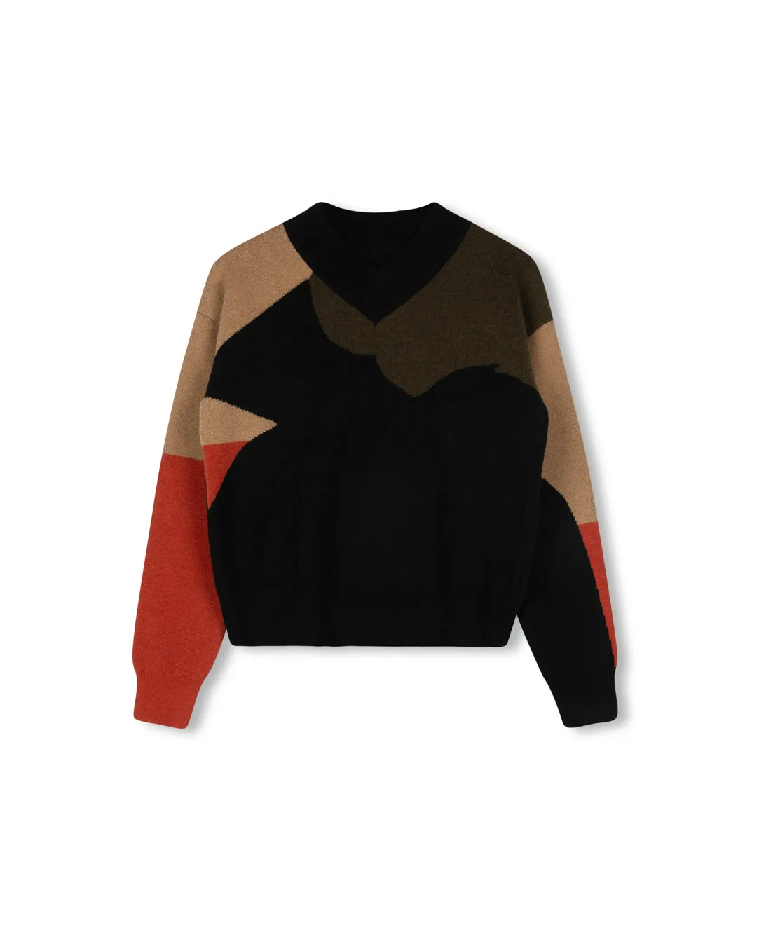 Relaxed Silhouette Wool Knit V-Neck Top