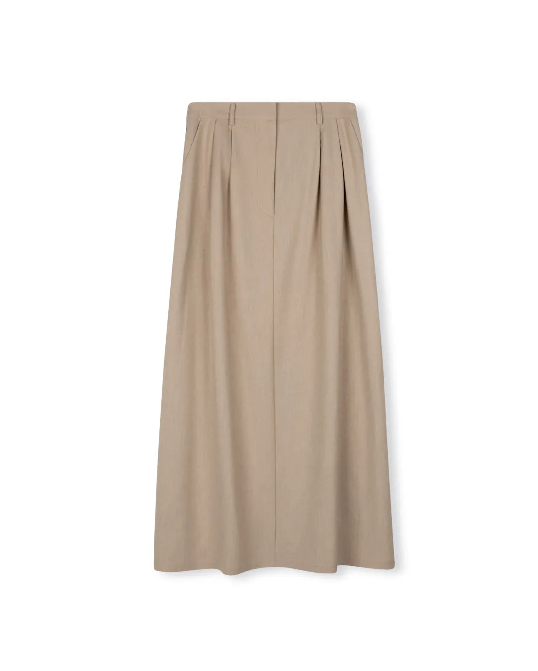 Relaxed Style Hygienic Coating Wool Pleat Maxi Skirt