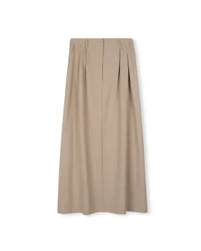 Synthetic Blend Wool Pleat Maxi Skirt
