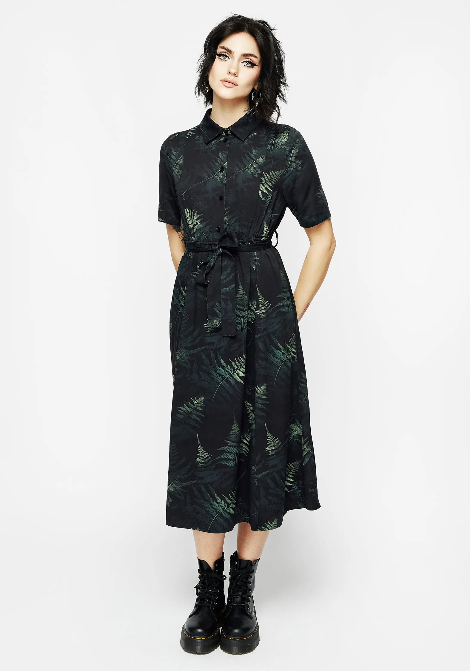 Urban Wear Lounge Base Fernery Midi Shirt Dress