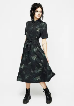 Belted-Style Fernery Midi Shirt Dress