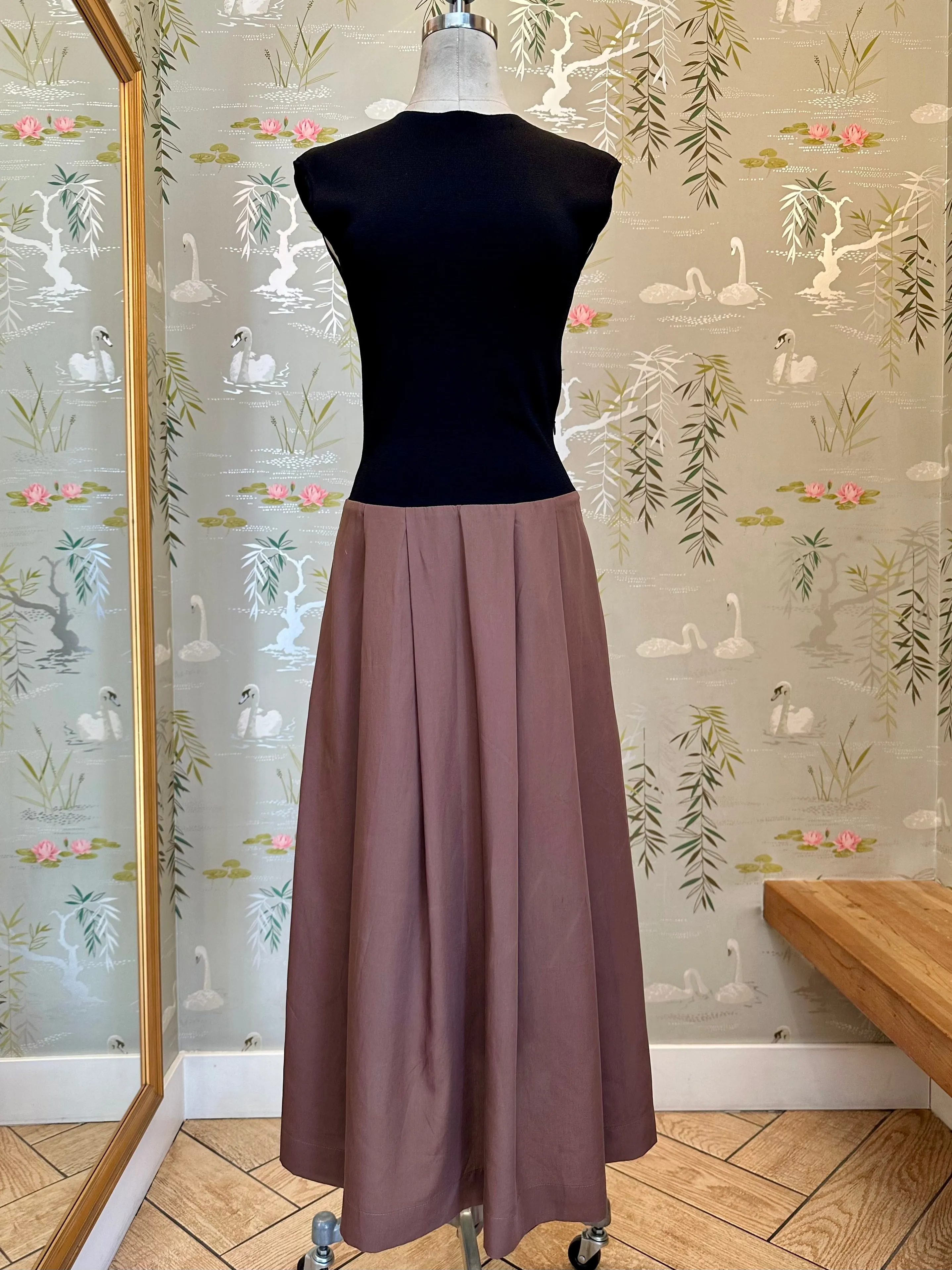 Bridget Contrast Dress- Brown/Black Bold colors