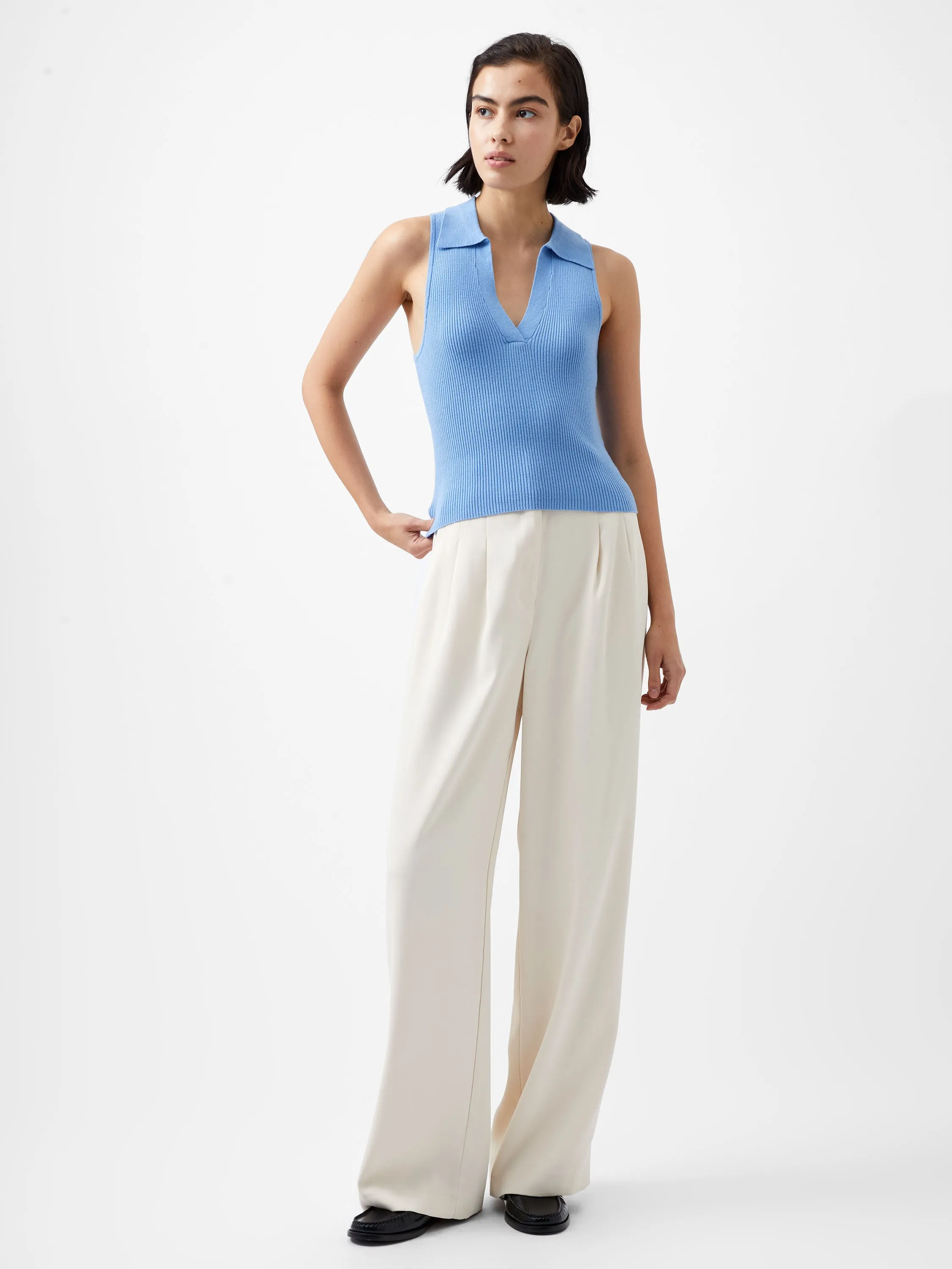 Cosysoft V Neck Sleeveless Sweater Drop Shoulder Cut Seasonal Layer