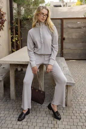 Lazy Day Waffle Wide Leg Pant AdjustableDrawstring Lined interior