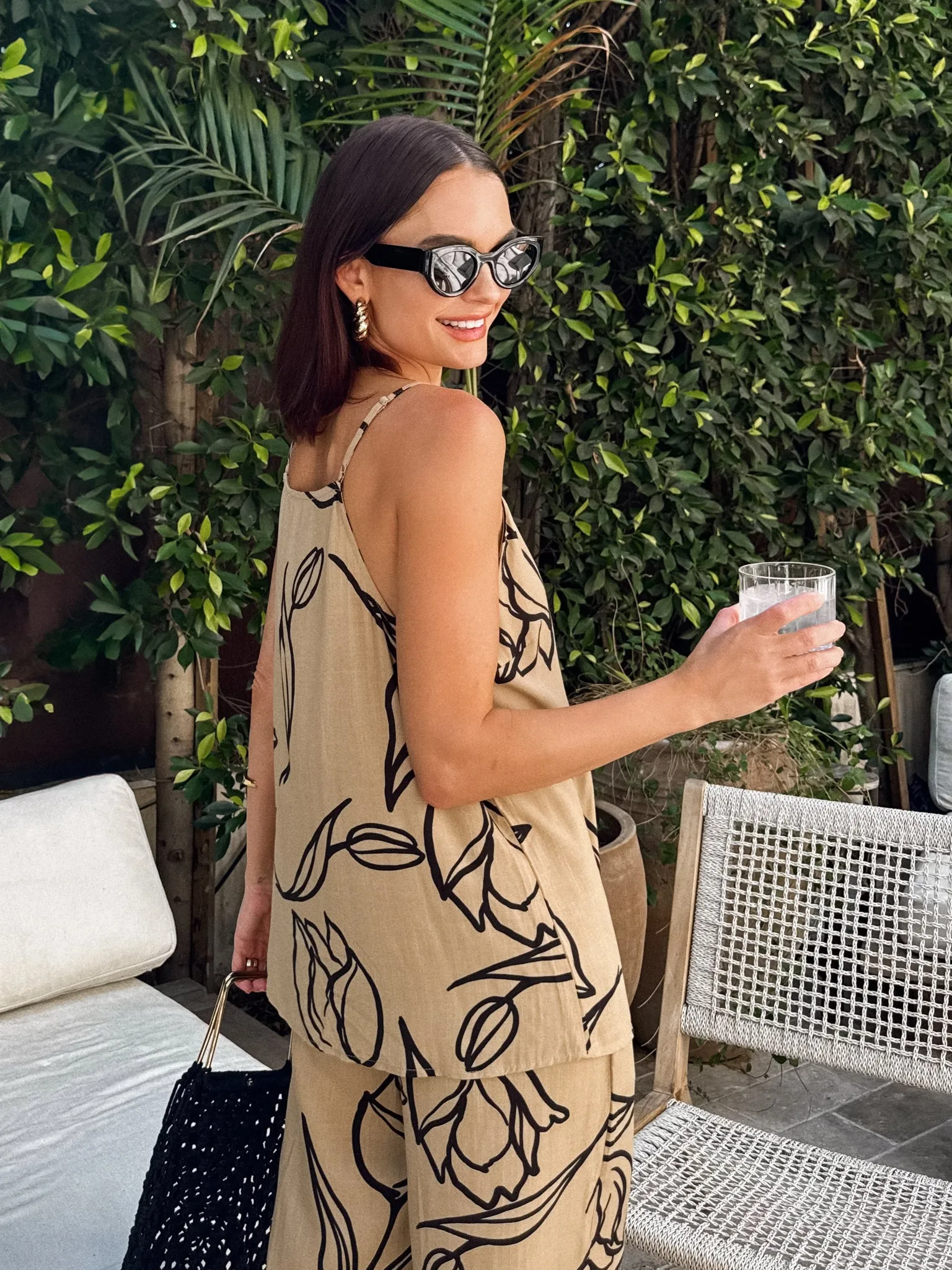 Transitional Layer Tulips Tie Front Top - Final Sale