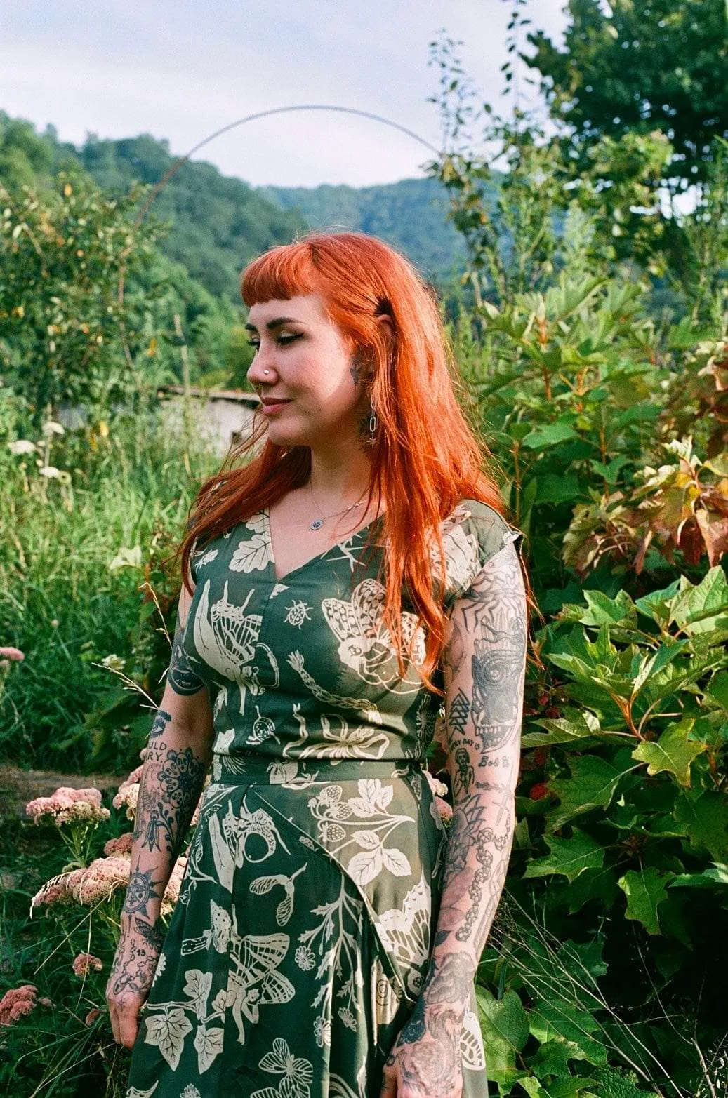 Silky Mood Versatile Layer Xena Dress in Emerald Woodland Wonder