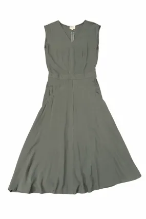 Hidden-Pocket Xena Dress in Sage Green Challis