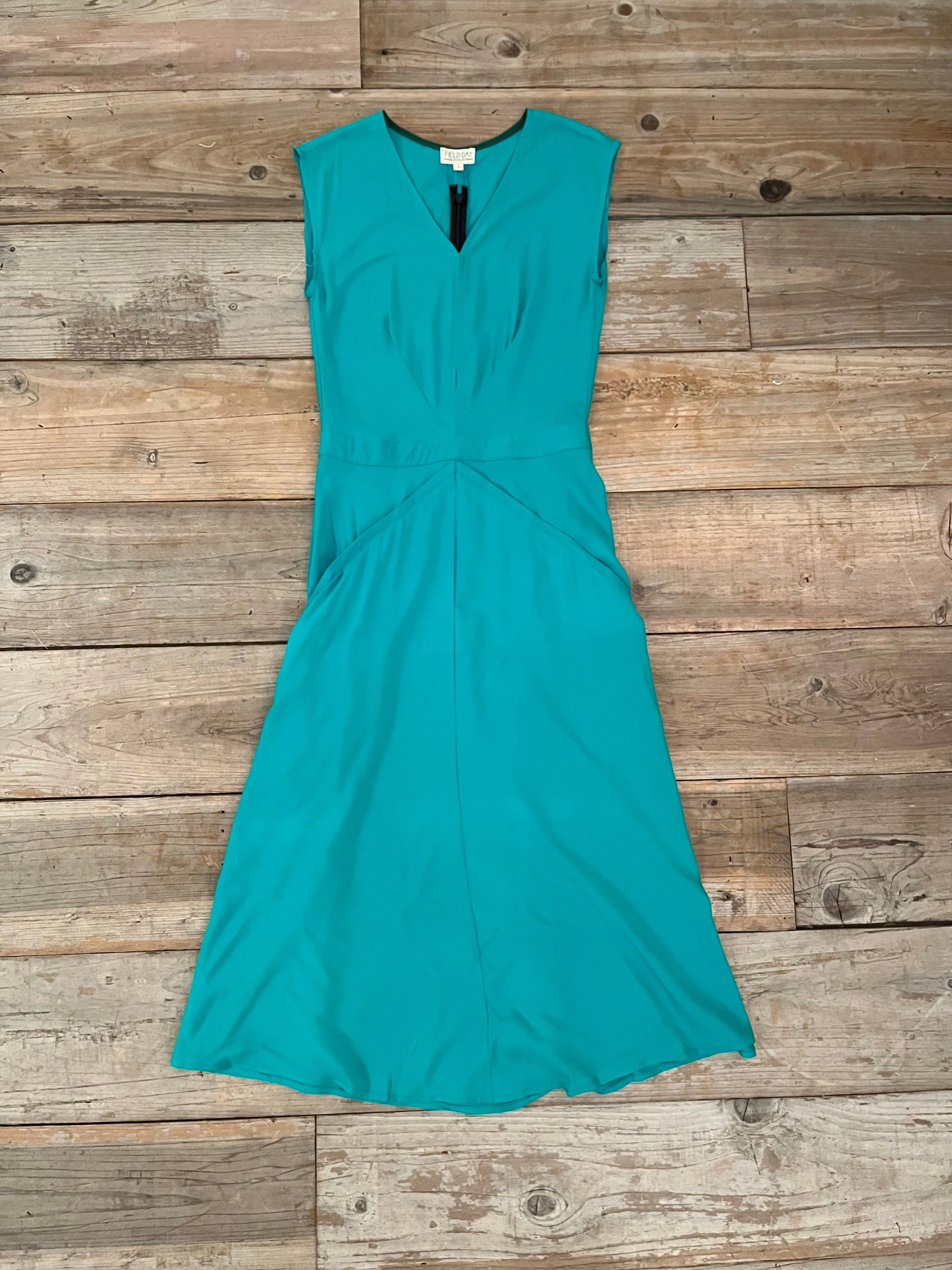 Xena Dress in Teal Challis AntiFrayEdging Formal Setting