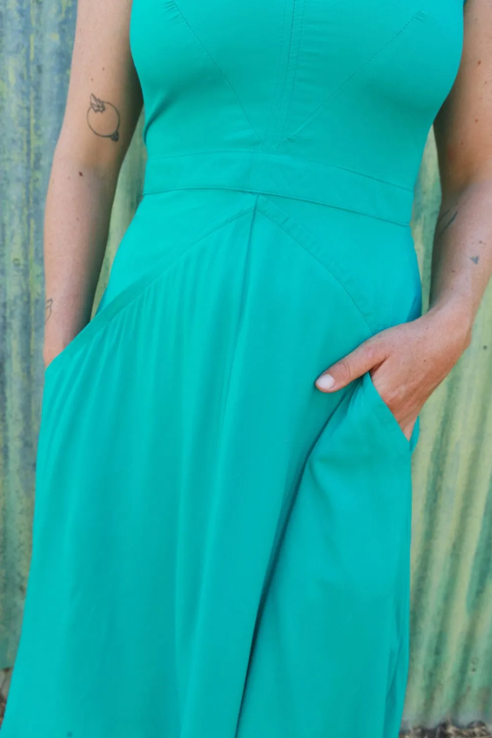 Chill Edge Simple Fit Xena Dress in Teal Challis