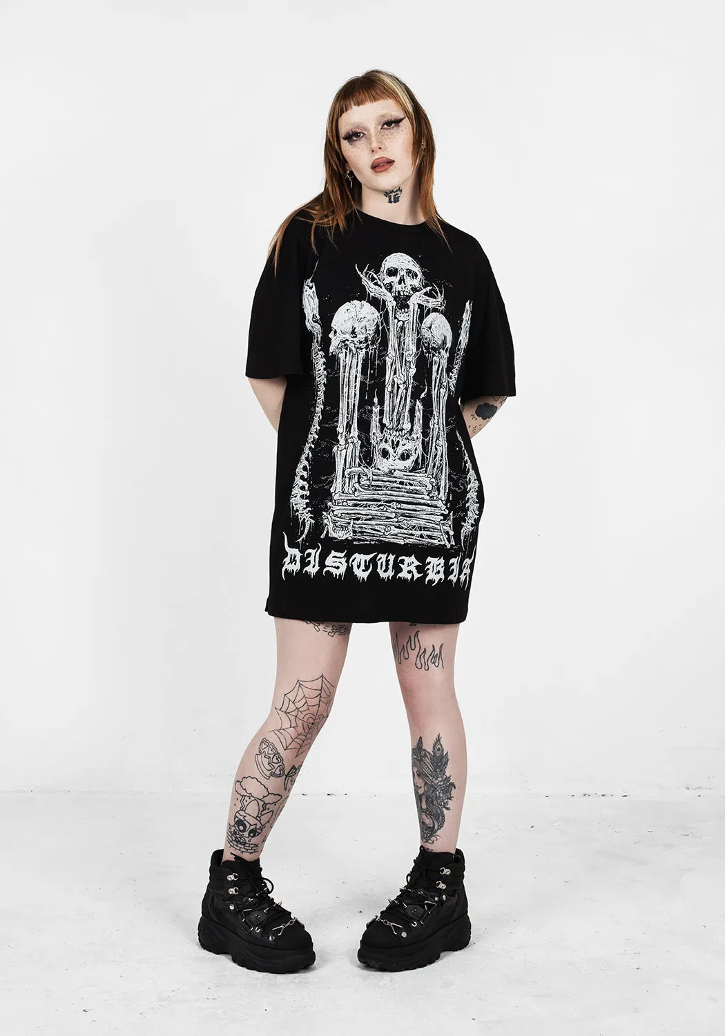 Roll Up Sleeve Adaptation Urban Style XENOMORT SHORT SLEEVE T SHIRT DRESS