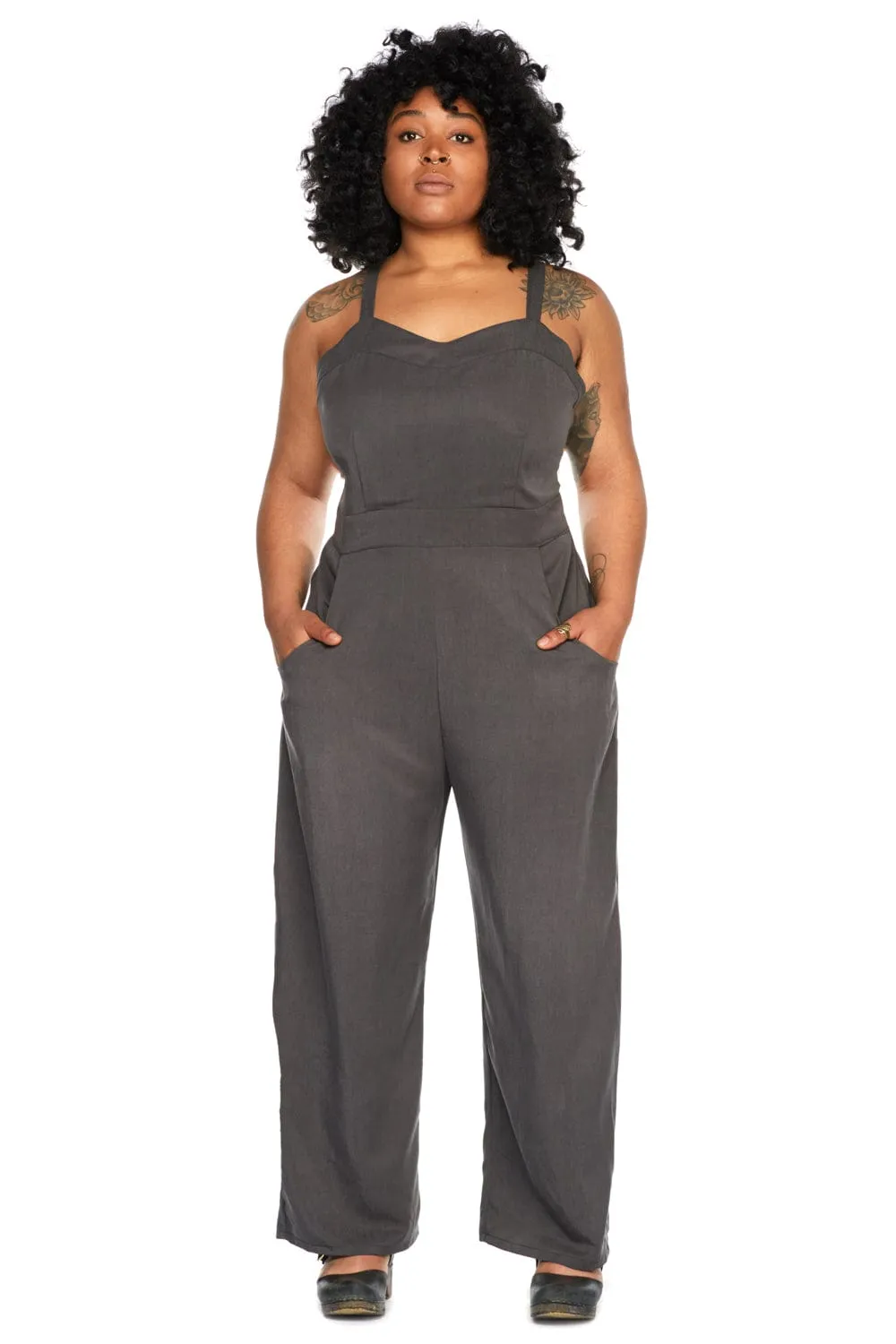 OdorResistantTreatment Yolked Juniper Jumpsuit in Olive Tencel