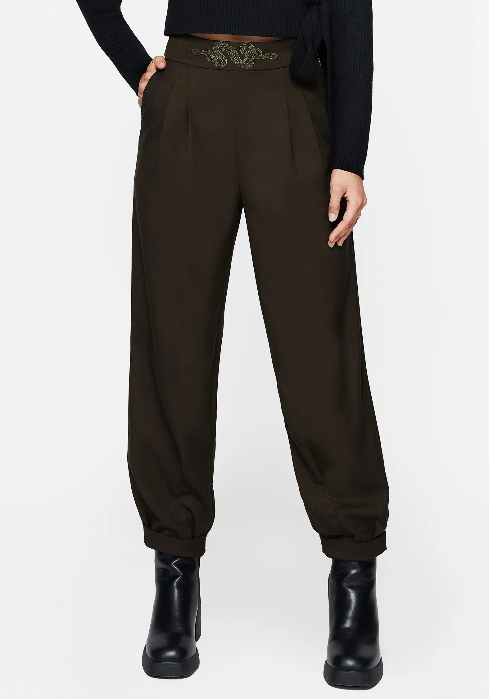 Zarina Embroidered Balloon Trousers Hygienic Inner Layer Low-rise style