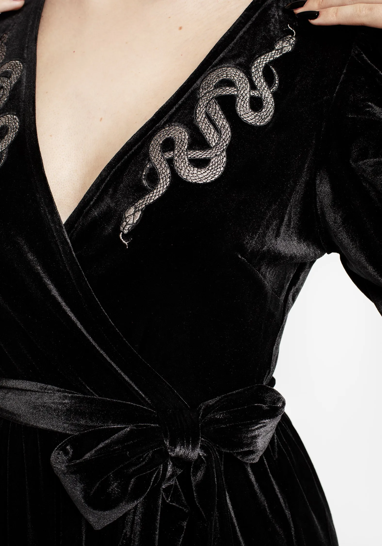 Zarina Embroidered Midi Wrap Dress - Black Confident Touch Ethically-Made