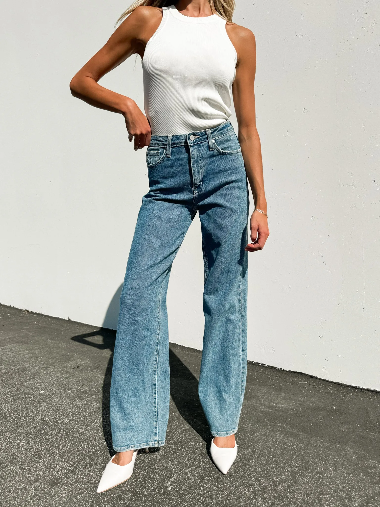 Relaxed Layer Far Out Wide Leg Jeans in Medium - Final Sale