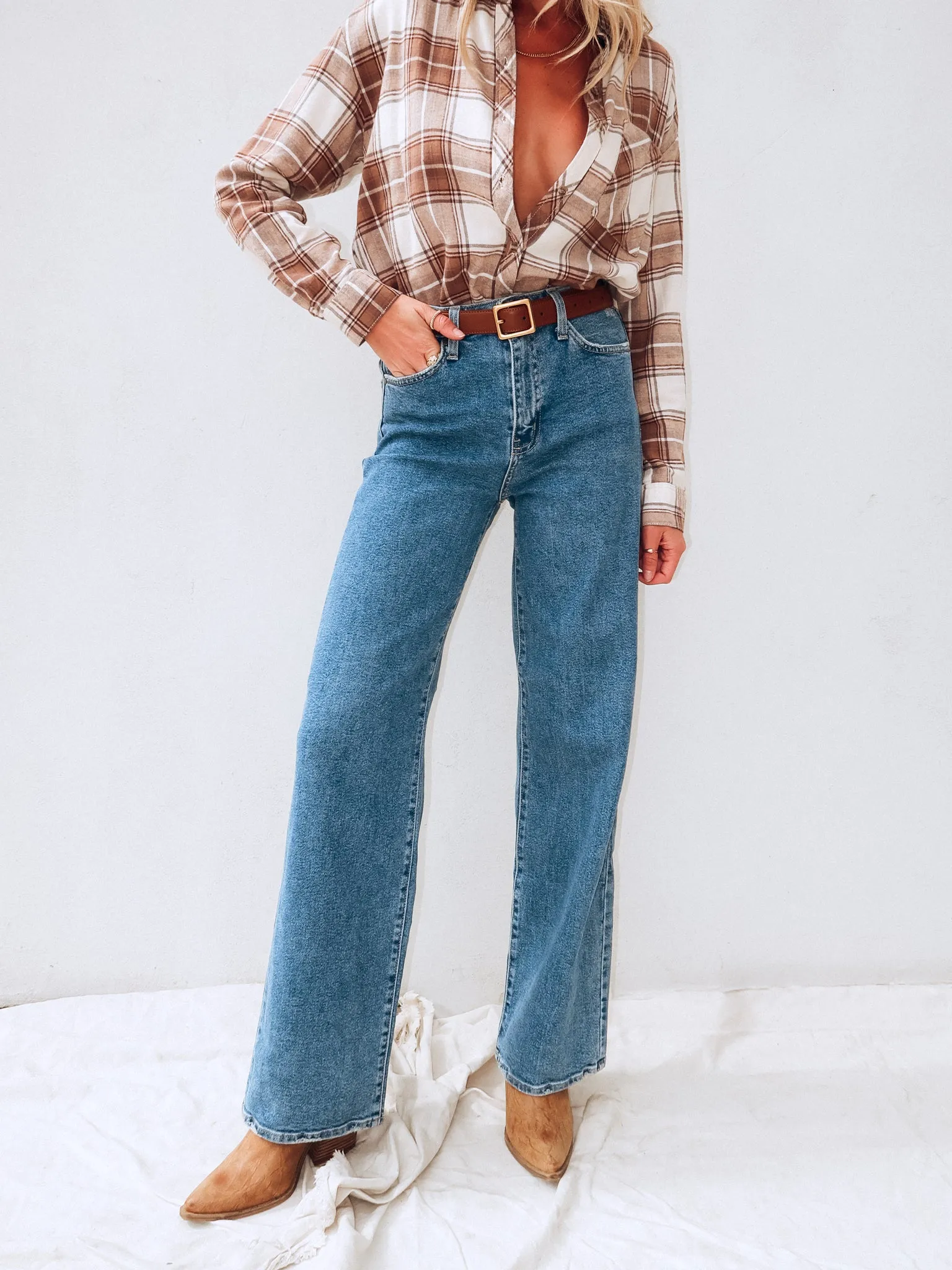 Modern Warmth Far Out Wide Leg Jeans in Medium - Final Sale