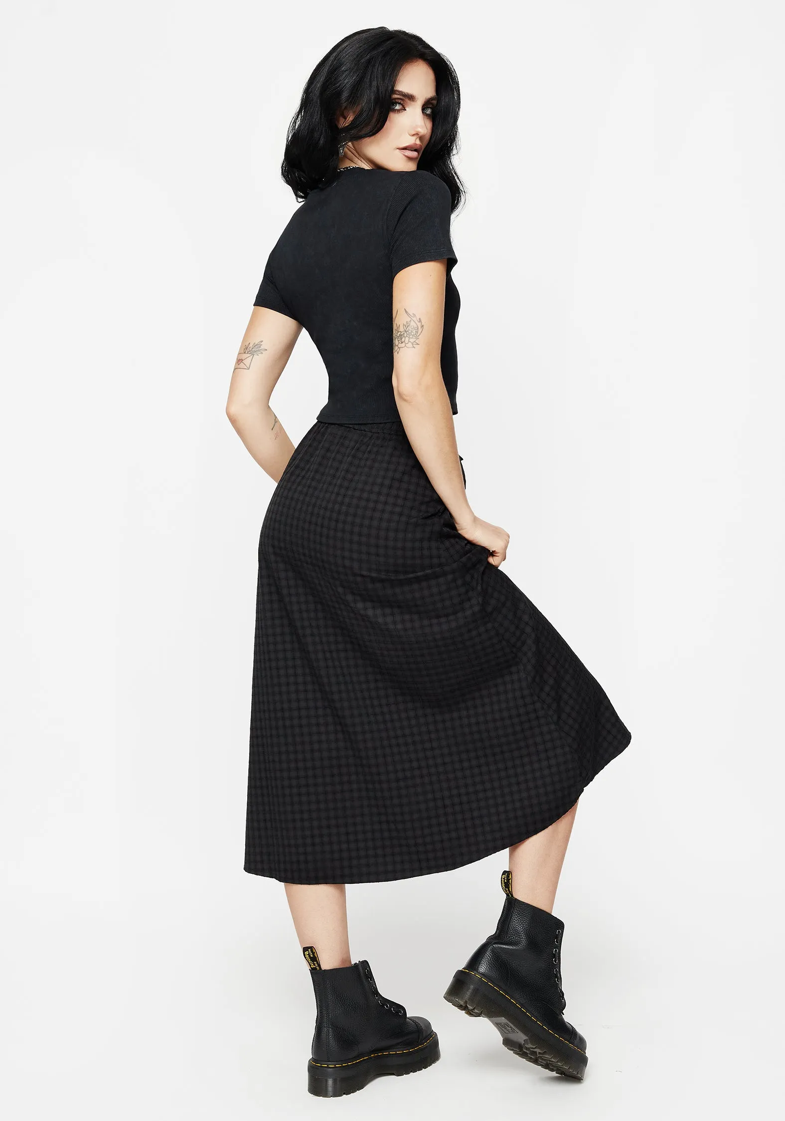 Opaque finish Ziggy Check Midi Skirt