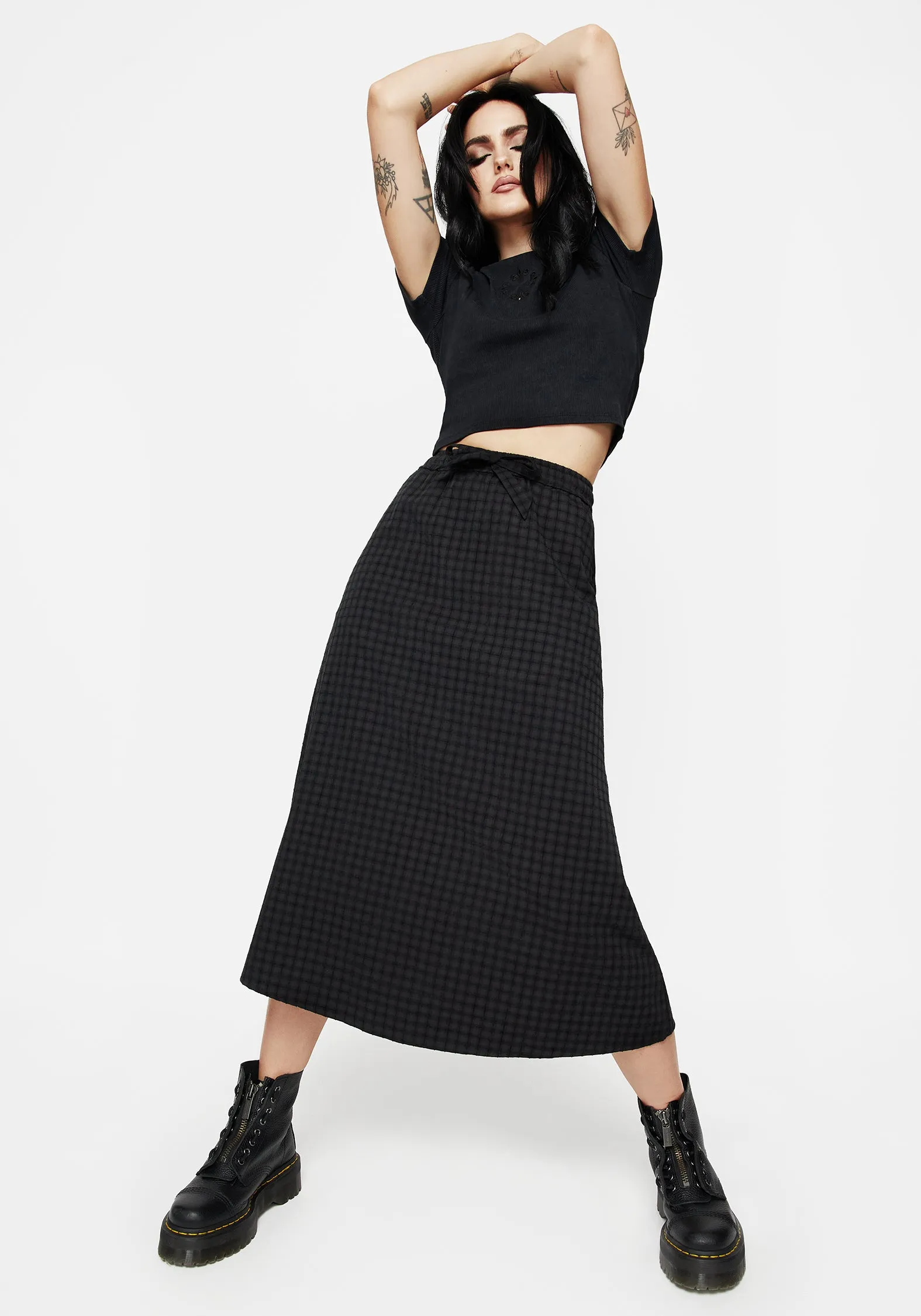 Ziggy Check Midi Skirt A line Sporty Edge