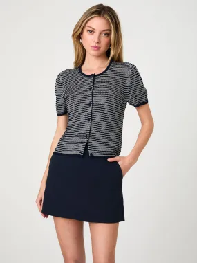 Zigzag Stripe Knit Cardigan Microfiber Blend