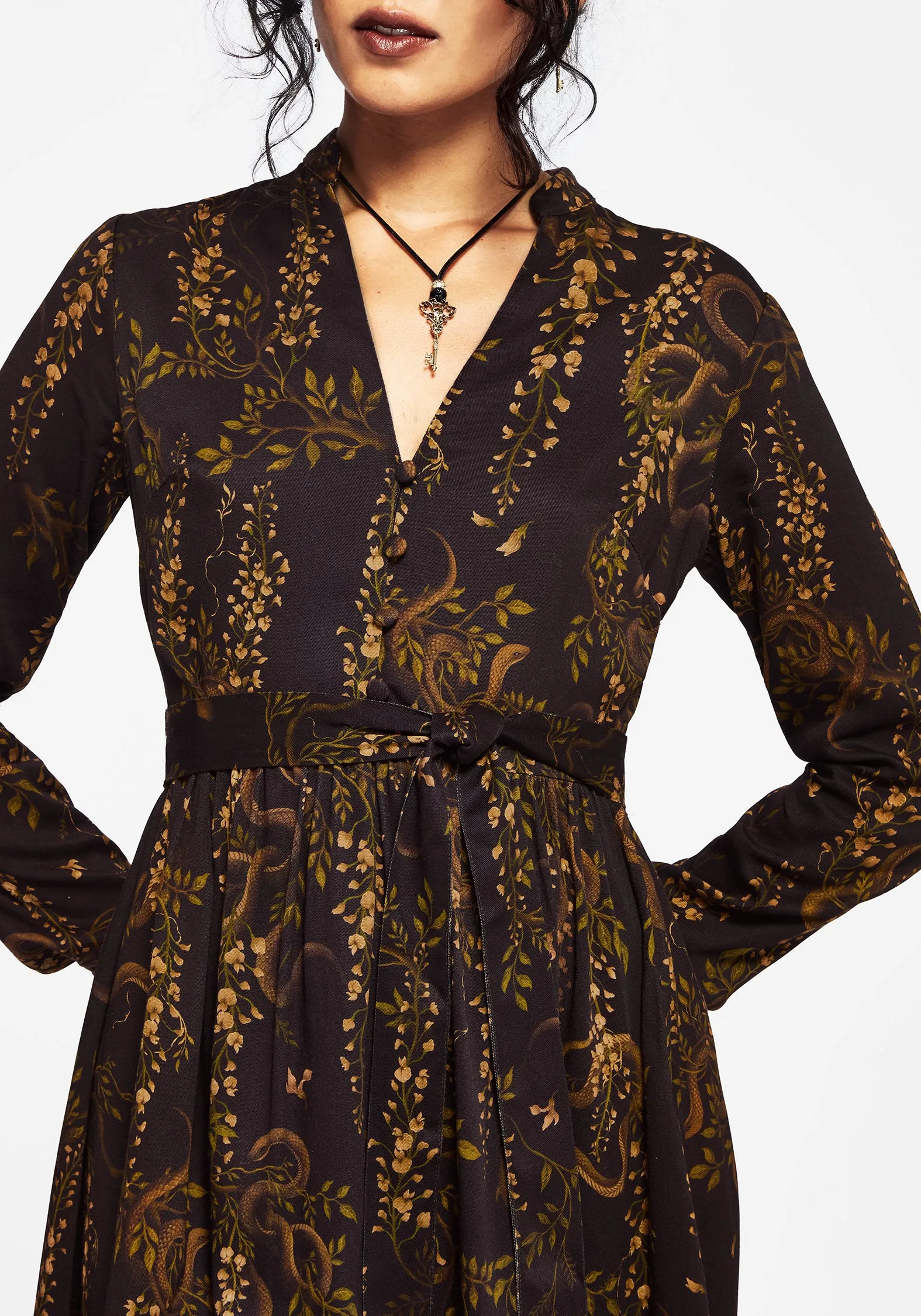 Azazel Snake Printed Belted Mini Dress Flattering Look Fit Satin Finish