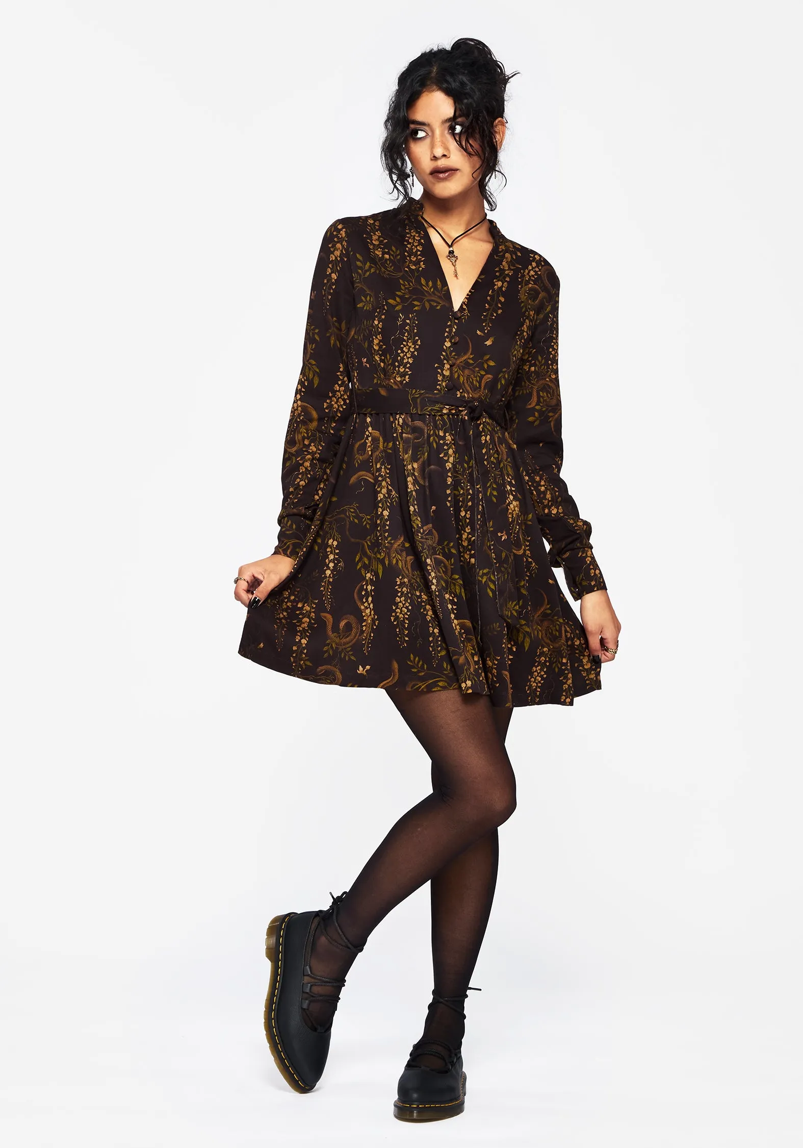 Azazel Snake Printed Belted Mini Dress Special-Edition