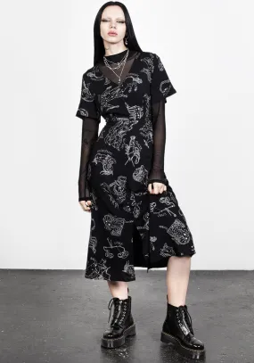 Comfortable Silhouette Quick Elegance Zodiac Short Sleeve Midi Dress