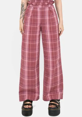 Zorina Cotton Check Wide Leg Trousers color block